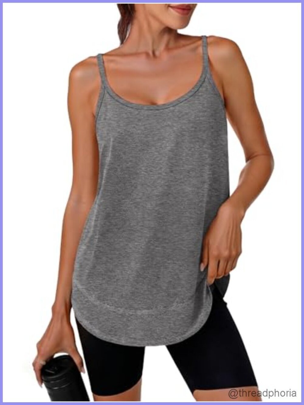 Spaghetti Strap Camisole Tank Top Loose Fit Athletic Yoga Gym Top
